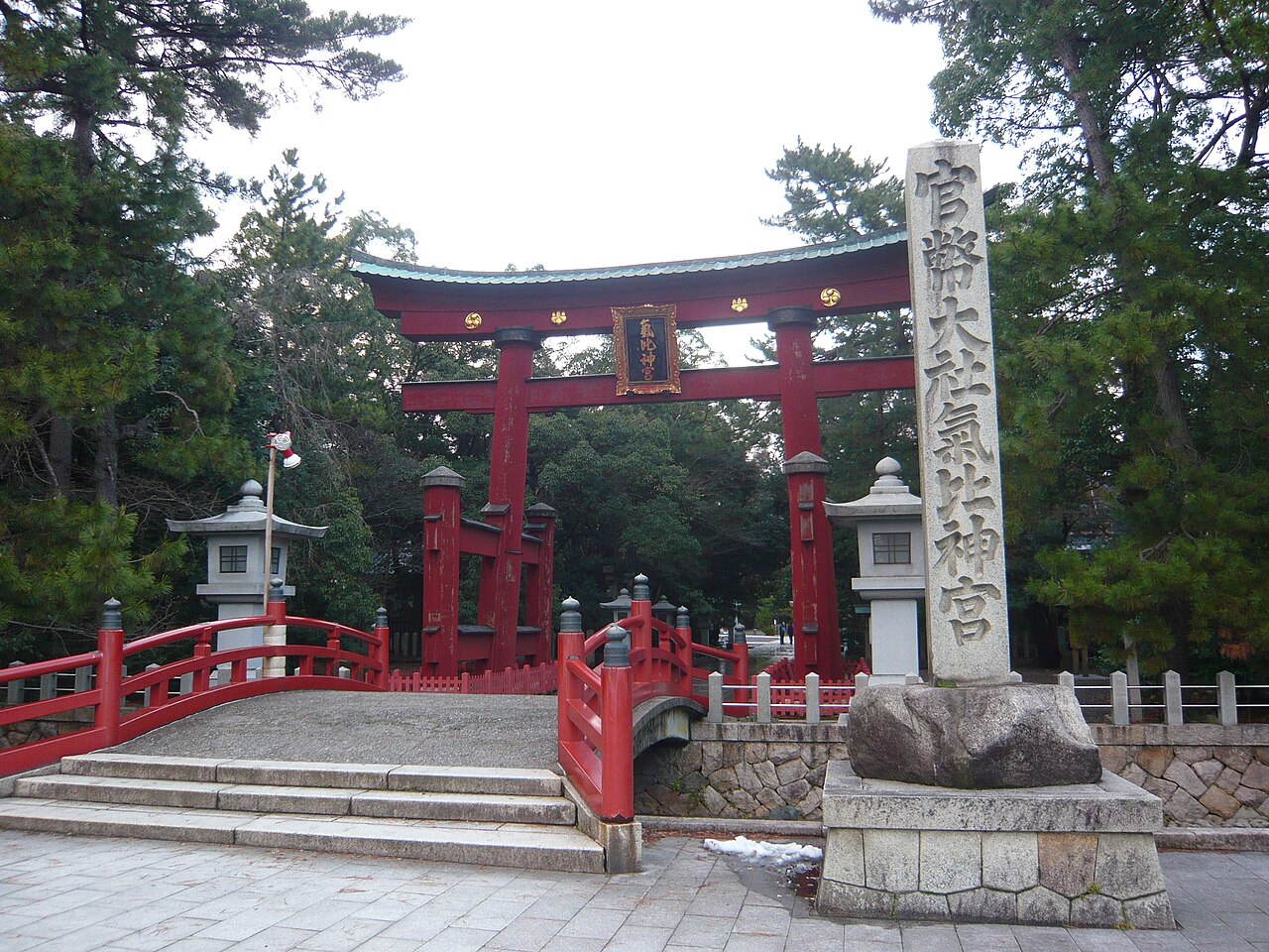 Kehi Shrine wooden torii gate