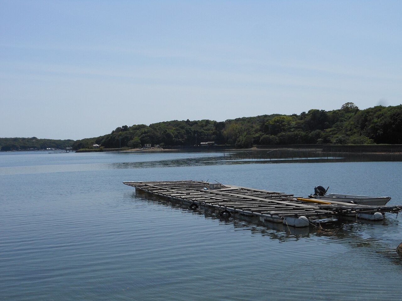 Pearl cultivation floats in Ago Bay, Shima