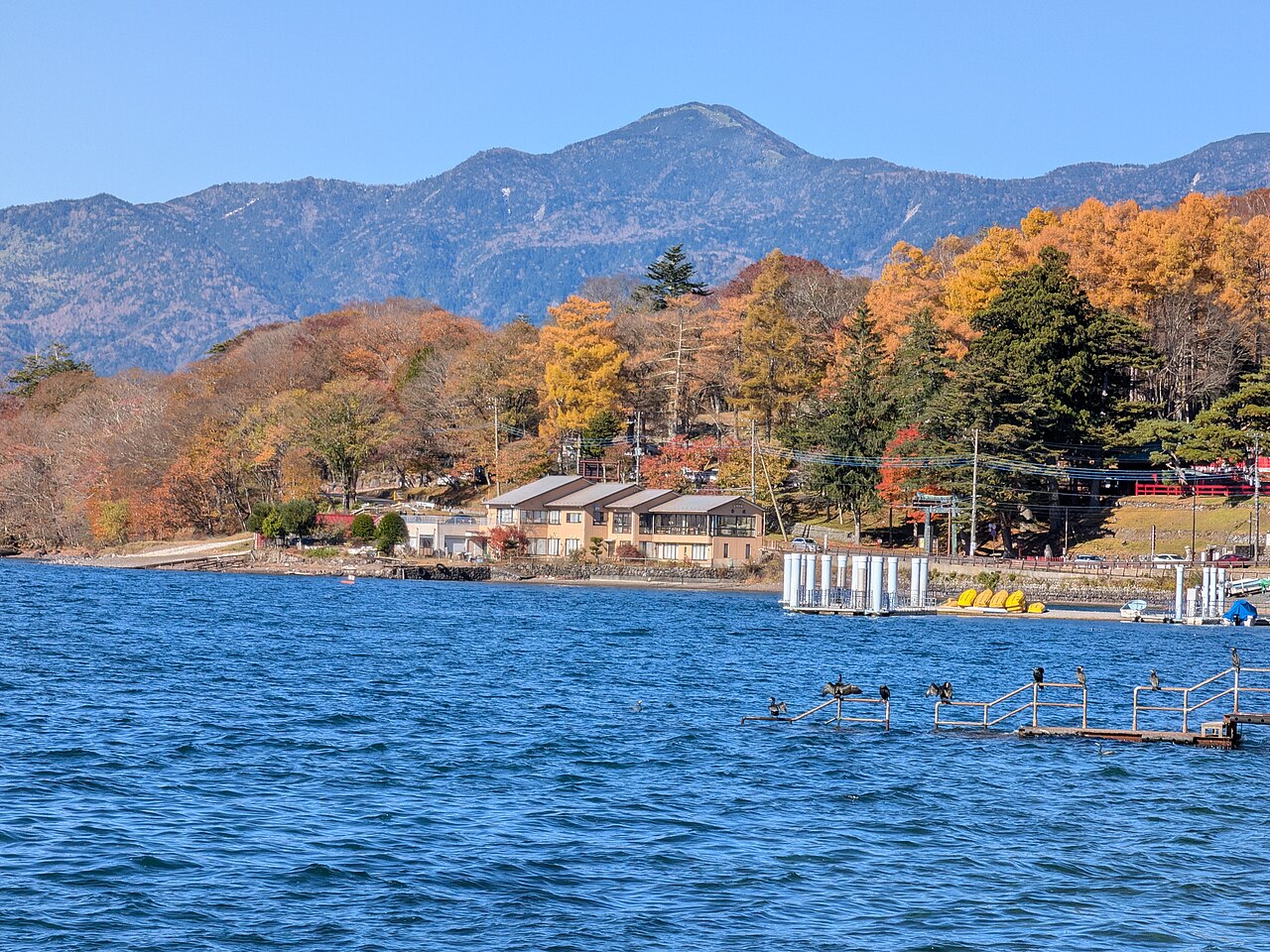 Lake Chuzenji with surrounding mountains