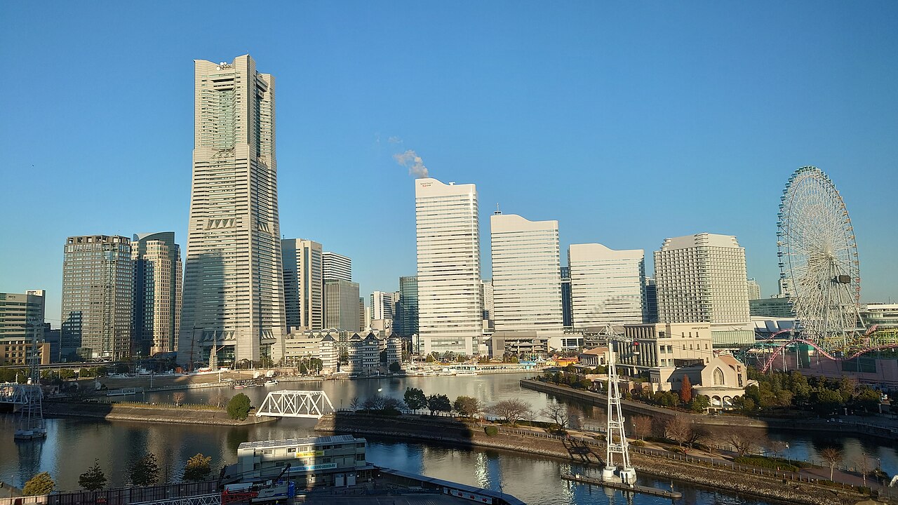 Minato Mirai 21 skyline with Landmark Tower and Cosmo Clock 21