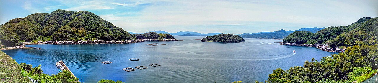 Ine Bay boat houses panorama